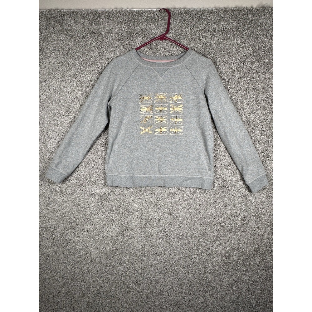 Boden Gray Sweatshirt Small Gold Foil Graphic Crewneck‎ Pullover